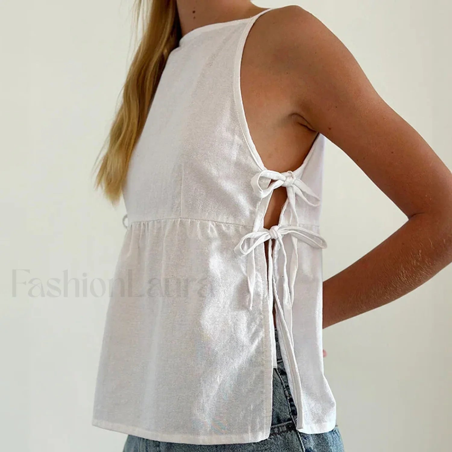 Milkmaid Side Tie Crop Top