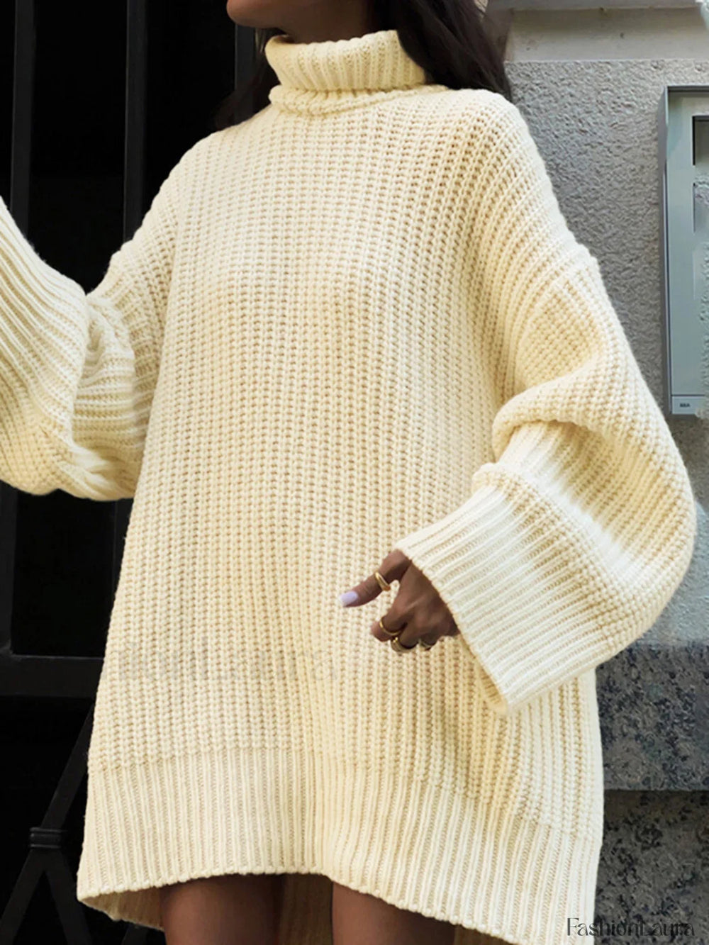 Minimalism Turtleneck Short Sweater Dress Sweater Dresses