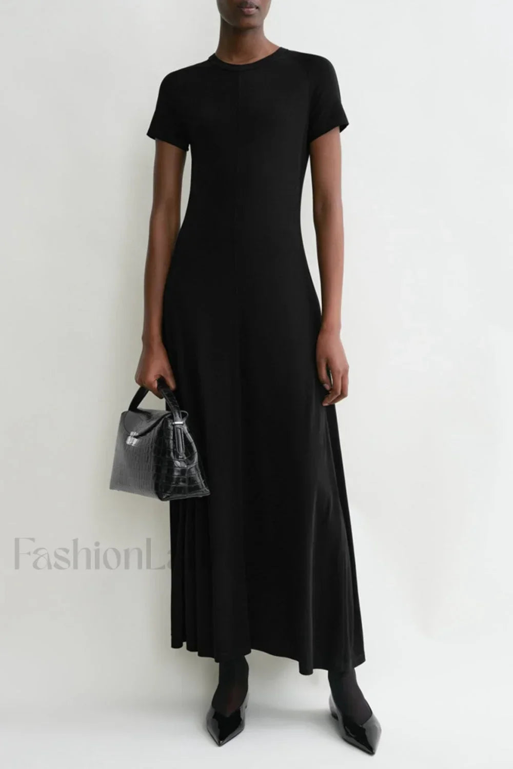 Minimalist A Line Round Neck Short Sleeve Work Dress