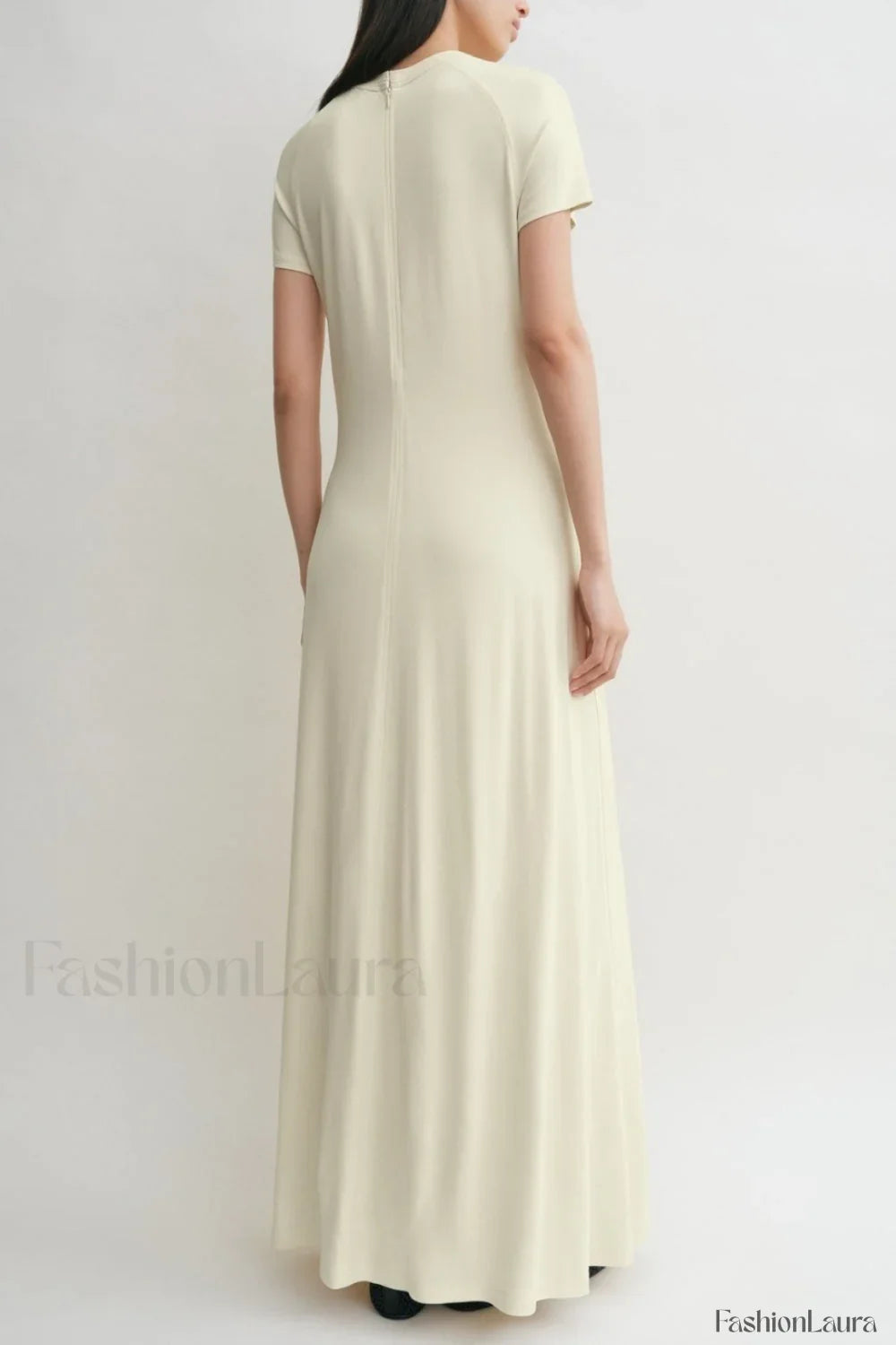 Minimalist A Line Round Neck Short Sleeve Work Dress