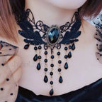 Minimalist Black Gothic Lace Choker Necklace BLACK