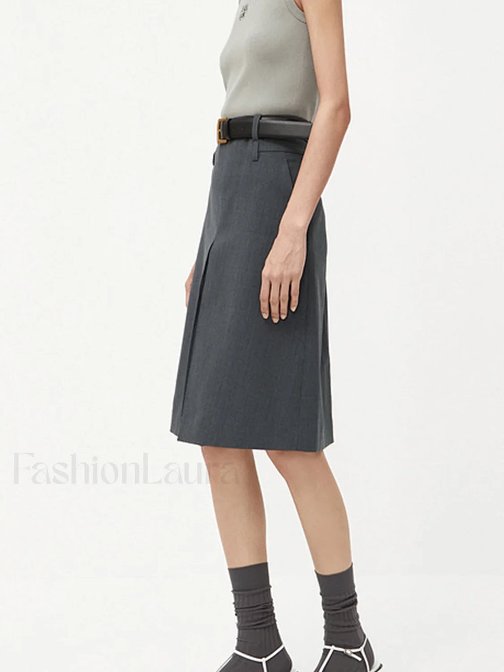 Minimlism Unbelted Graceful Midi Skirt Skirts