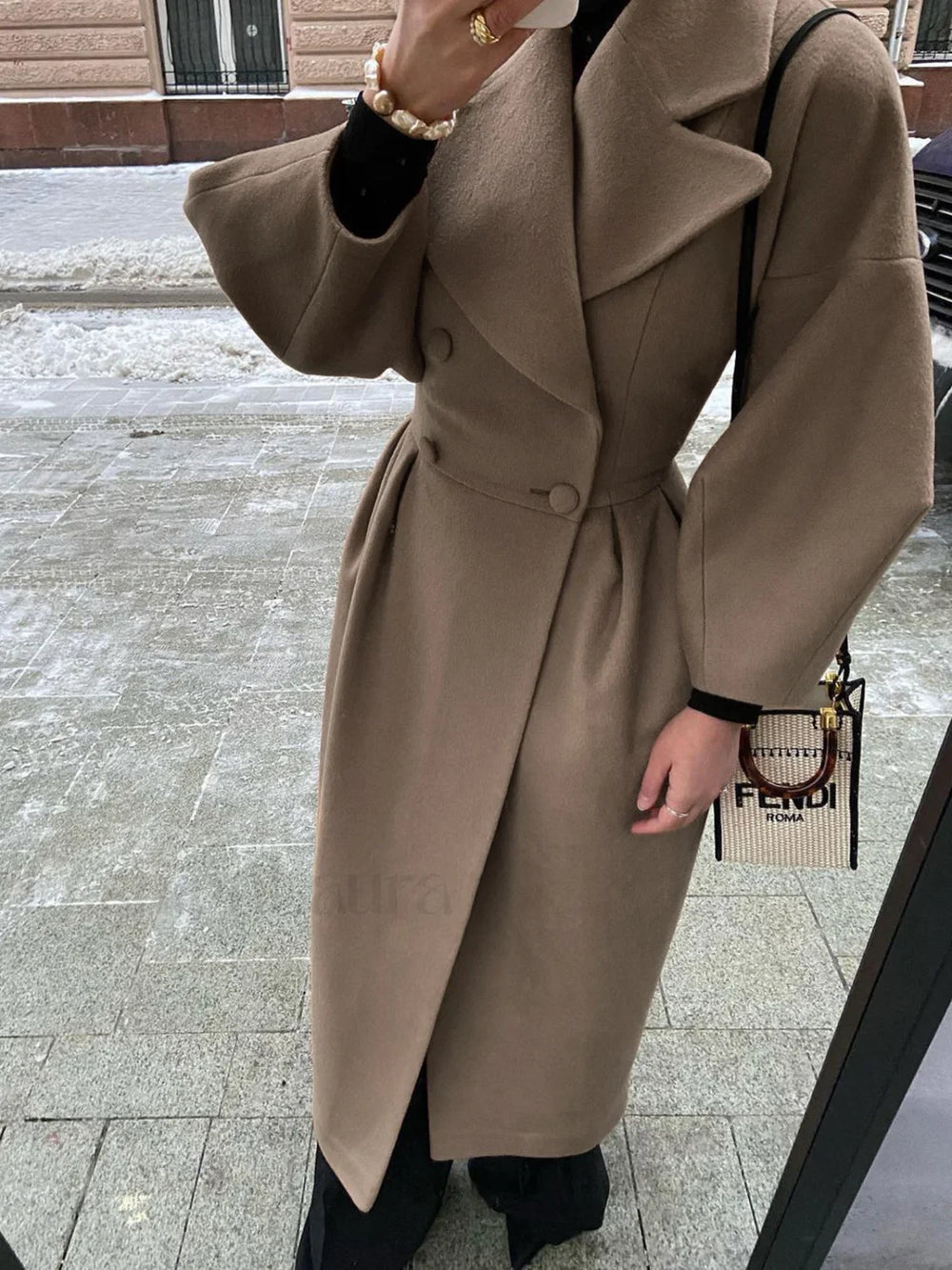 Miss Paris Graceful Trench Coat BROWN / XS Wool Coats
