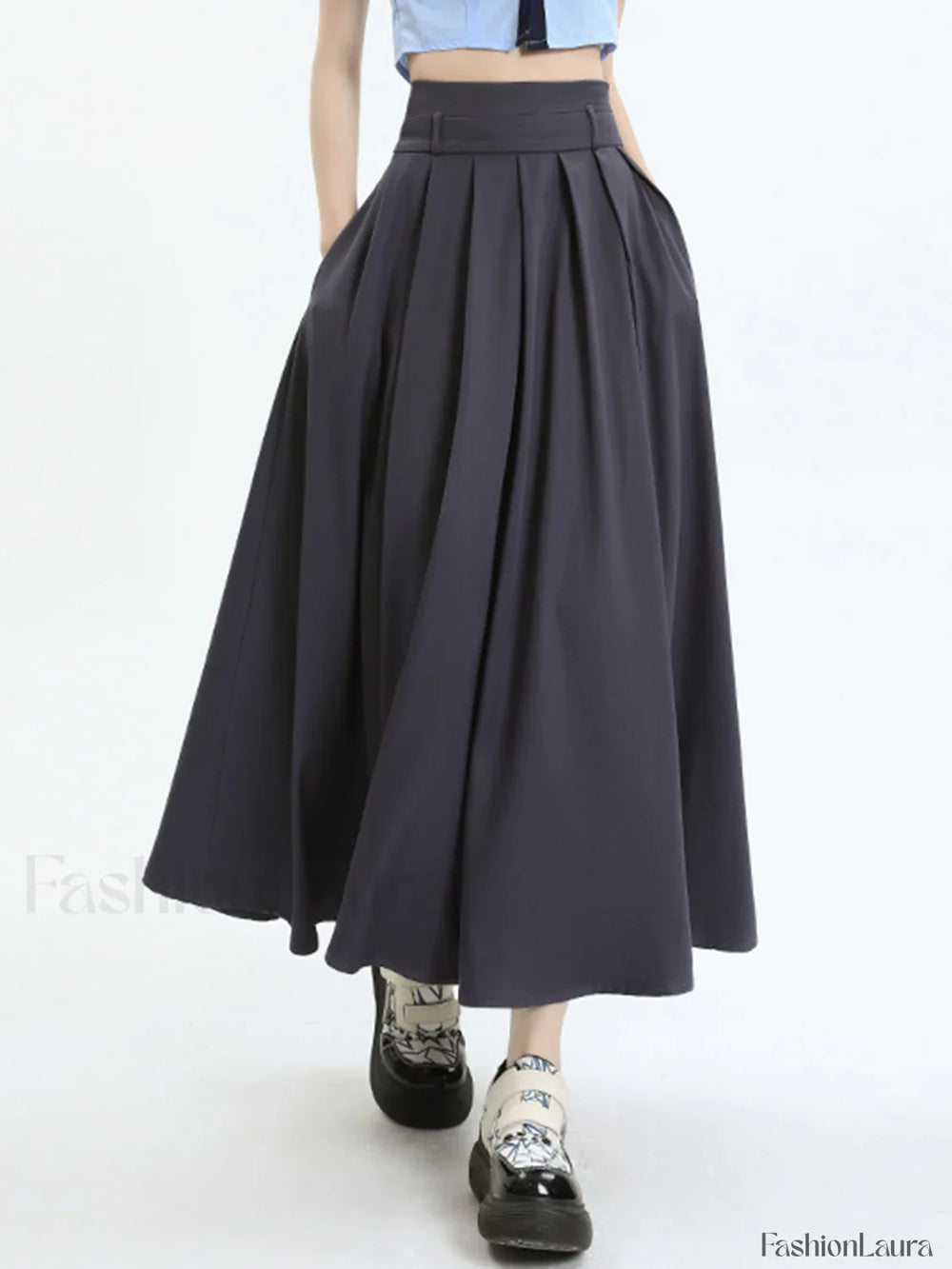 Modern Academia Graceful Pleat Maxi Skirt Skirts