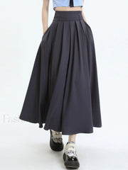 Modern Academia Graceful Pleat Maxi Skirt Skirts