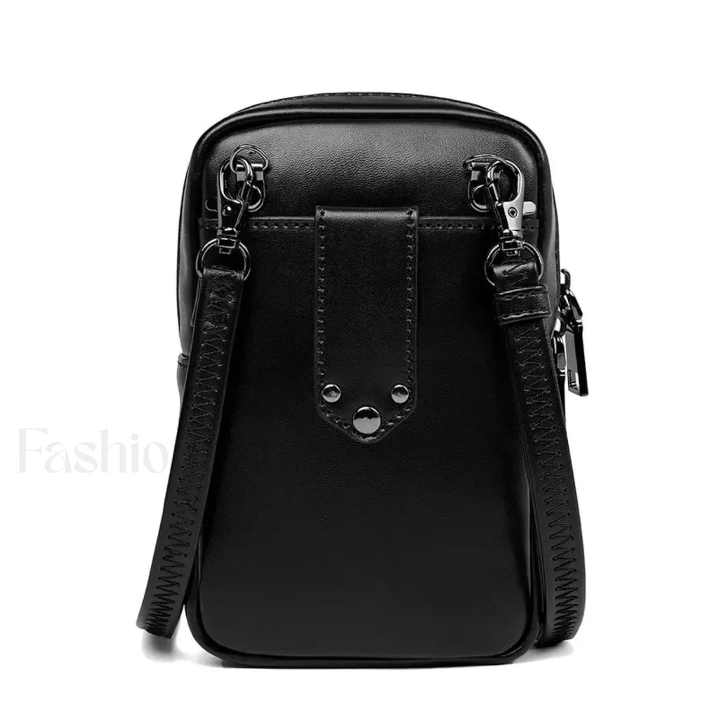 Motorcycle Skull Snake Pattern Ladies Punk Outdoor Travel Lipstick Mobile Phone Bag Black