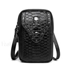 Motorcycle Skull Snake Pattern Ladies Punk Outdoor Travel Lipstick Mobile Phone Bag Black