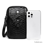 Motorcycle Skull Snake Pattern Ladies Punk Outdoor Travel Lipstick Mobile Phone Bag Black