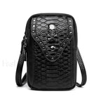 Motorcycle Skull Snake Pattern Ladies Punk Outdoor Travel Lipstick Mobile Phone Bag Black