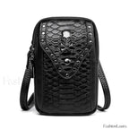 Motorcycle Skull Snake Pattern Ladies Punk Outdoor Travel Lipstick Mobile Phone Bag Black
