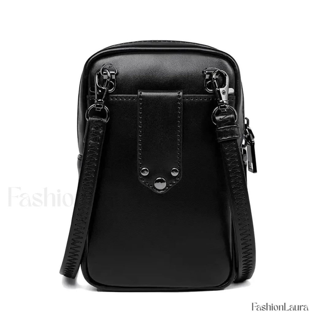 Motorcycle Skull Snake Pattern Ladies Punk Outdoor Travel Lipstick Mobile Phone Bag Black