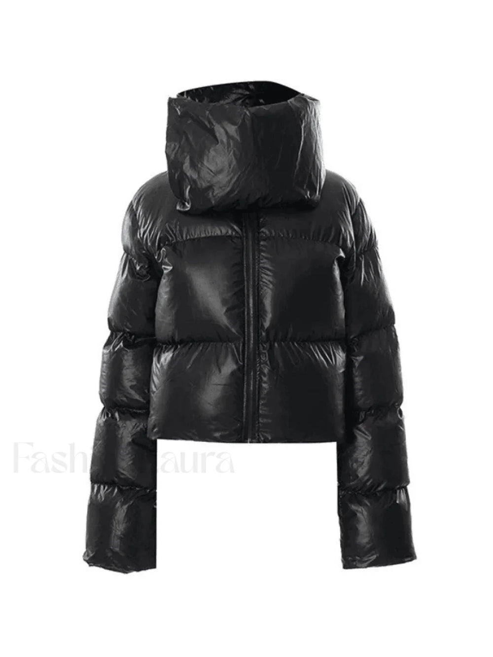 Muffler Scarf Detail Black Puffer Jacket Jackets