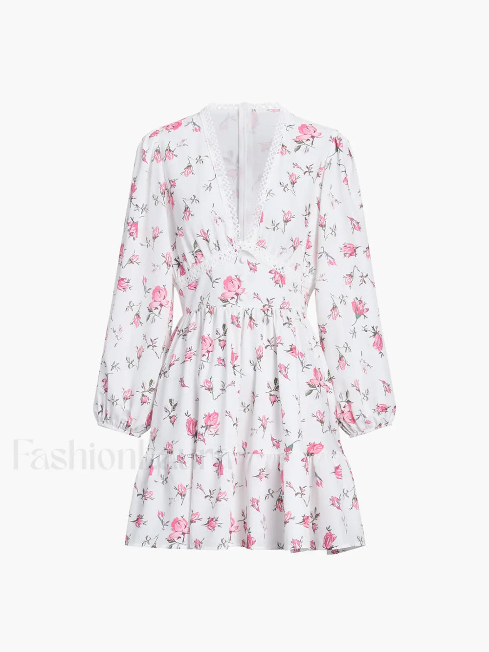 Multi Floral Lace Trendy Trim Short Dress Dresses