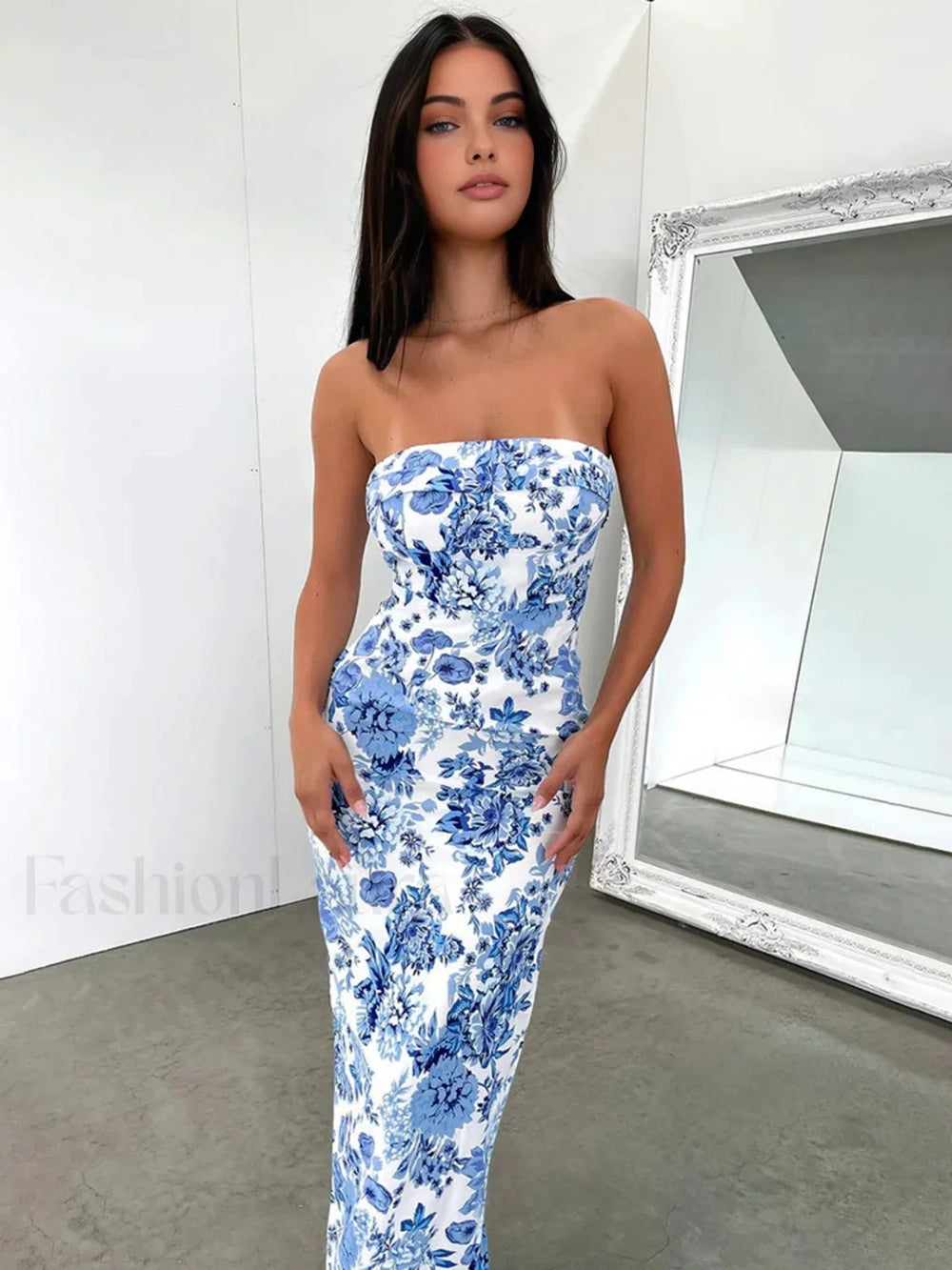 Multi Floral Split Long Dress Dresses