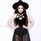 Mysterious Crop Cross Sexy Casual Out Summer Hollow Gothic Top