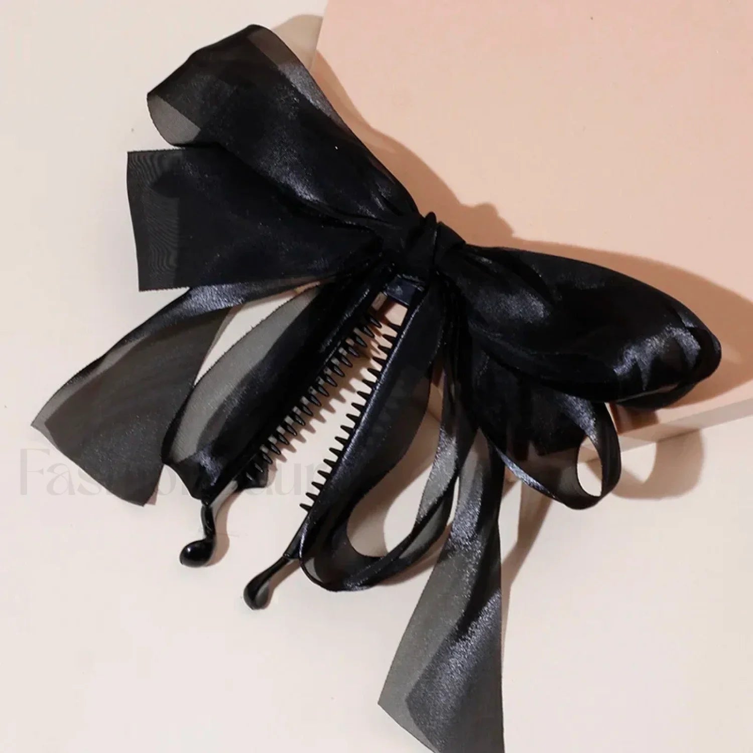 New Banana Clip Double Layer Horsetail Christmas Hair Accessory Black Mesh