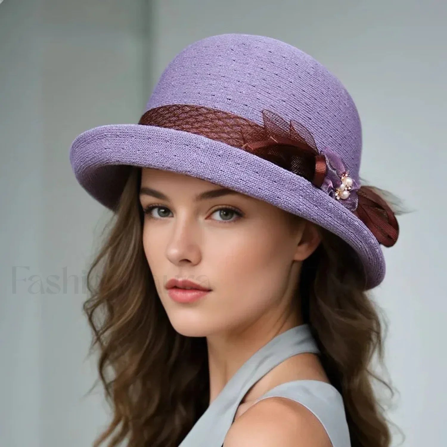 New Flower Small Pot Fashionable Woolen Curved Brim Top Hat