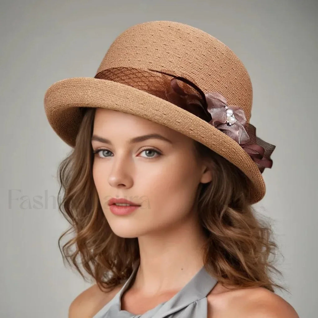 New Flower Small Pot Fashionable Woolen Curved Brim Top Hat