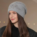 New Winter Fashion Decorate Rabbit Fur Blend Warm Hat