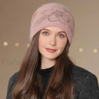 New Winter Fashion Decorate Rabbit Fur Blend Warm Hat