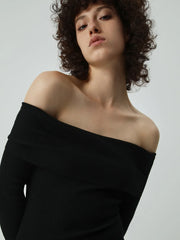 Nostalgia Off Shoulder Long Modern Sleeve Long Sweater Dress Sweaters L