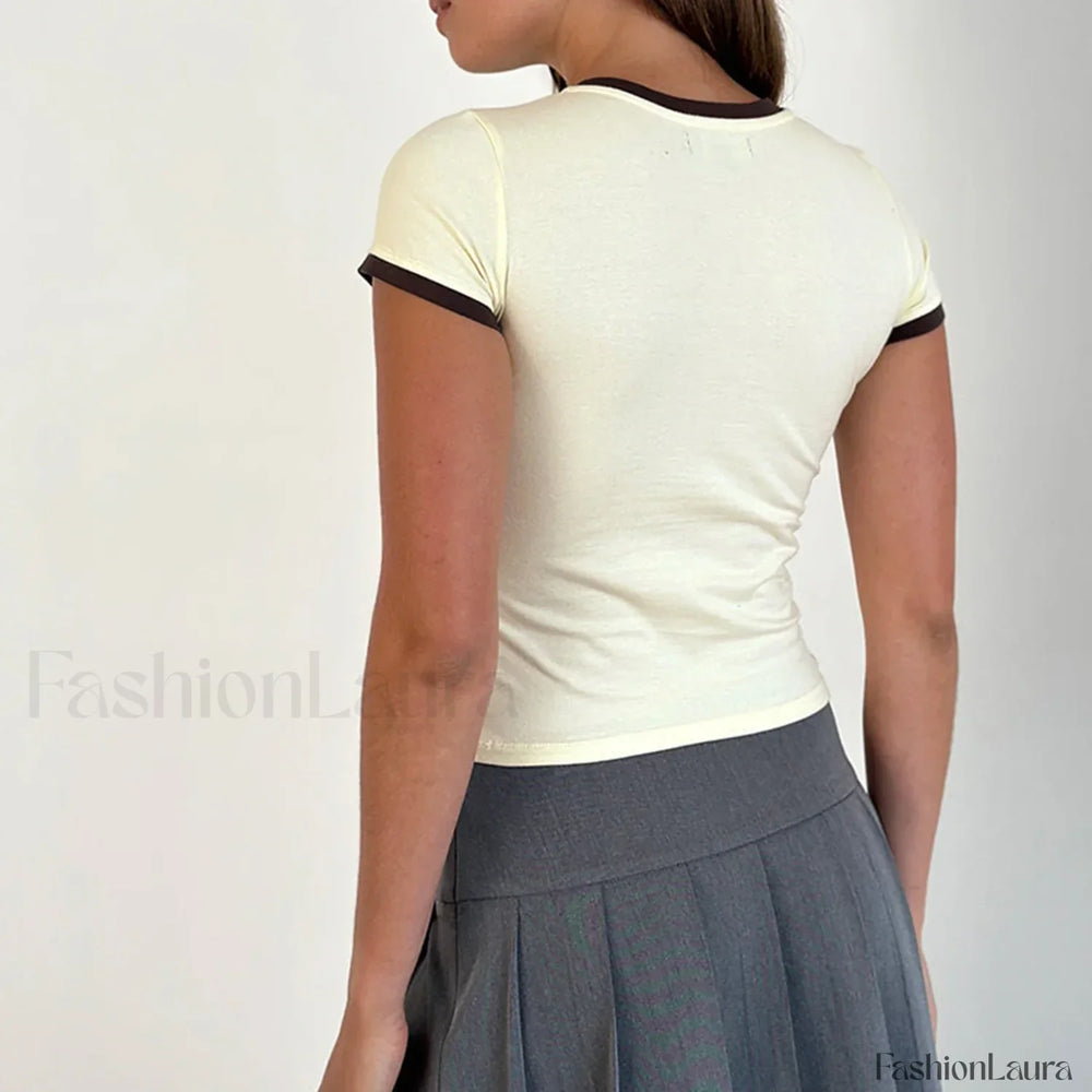 Number Print Slim Crop Top T Shirt