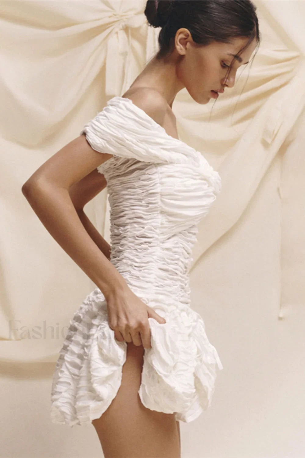 Off Shoulder Backless Bodycon Solid Mini Dress