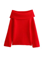Off Shoulder Christmas Sweater for Women red / S Sweaters L