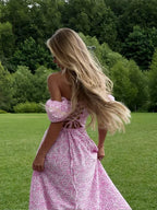 Off Shoulder Floral Print Slit Dress Slim Fit Sexy Evening Floral Dress