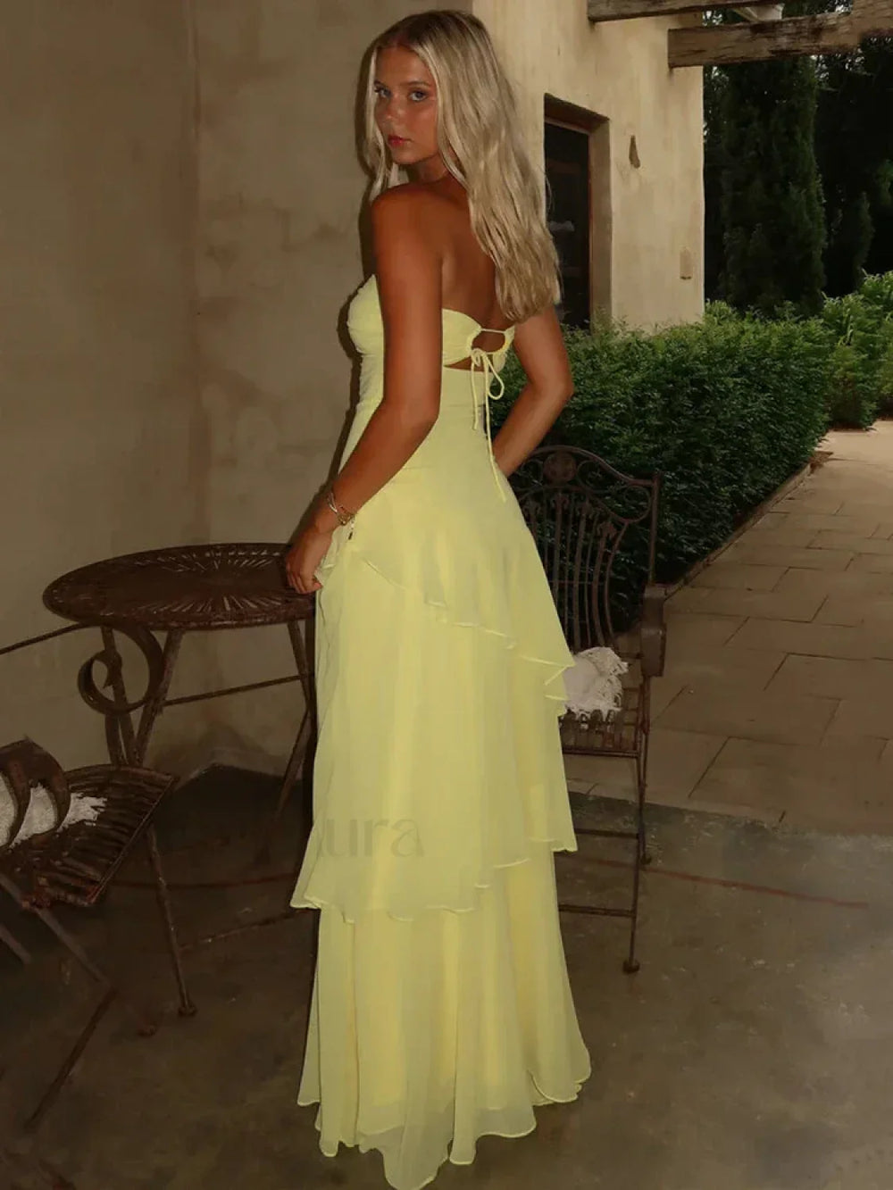 Off Shoulder Hollow Ruffle Maxi Dress