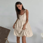 Off Shoulder Lace Up Slim Mini Dress Khaki / S