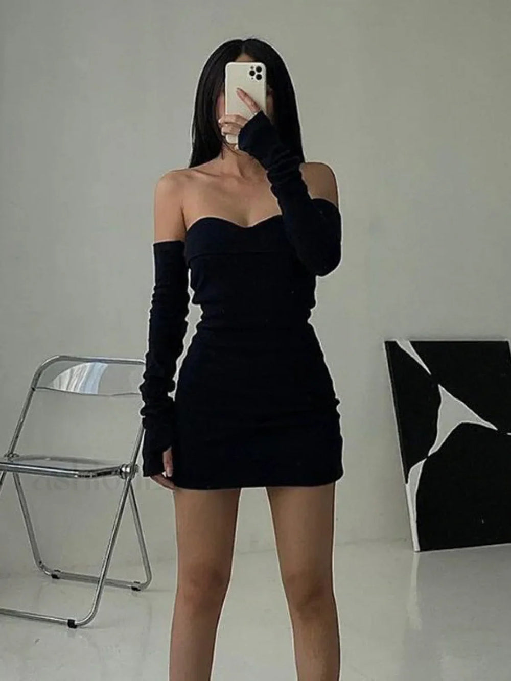 Off Shoulder Long Sleeve Mini Dress Mini Dresses