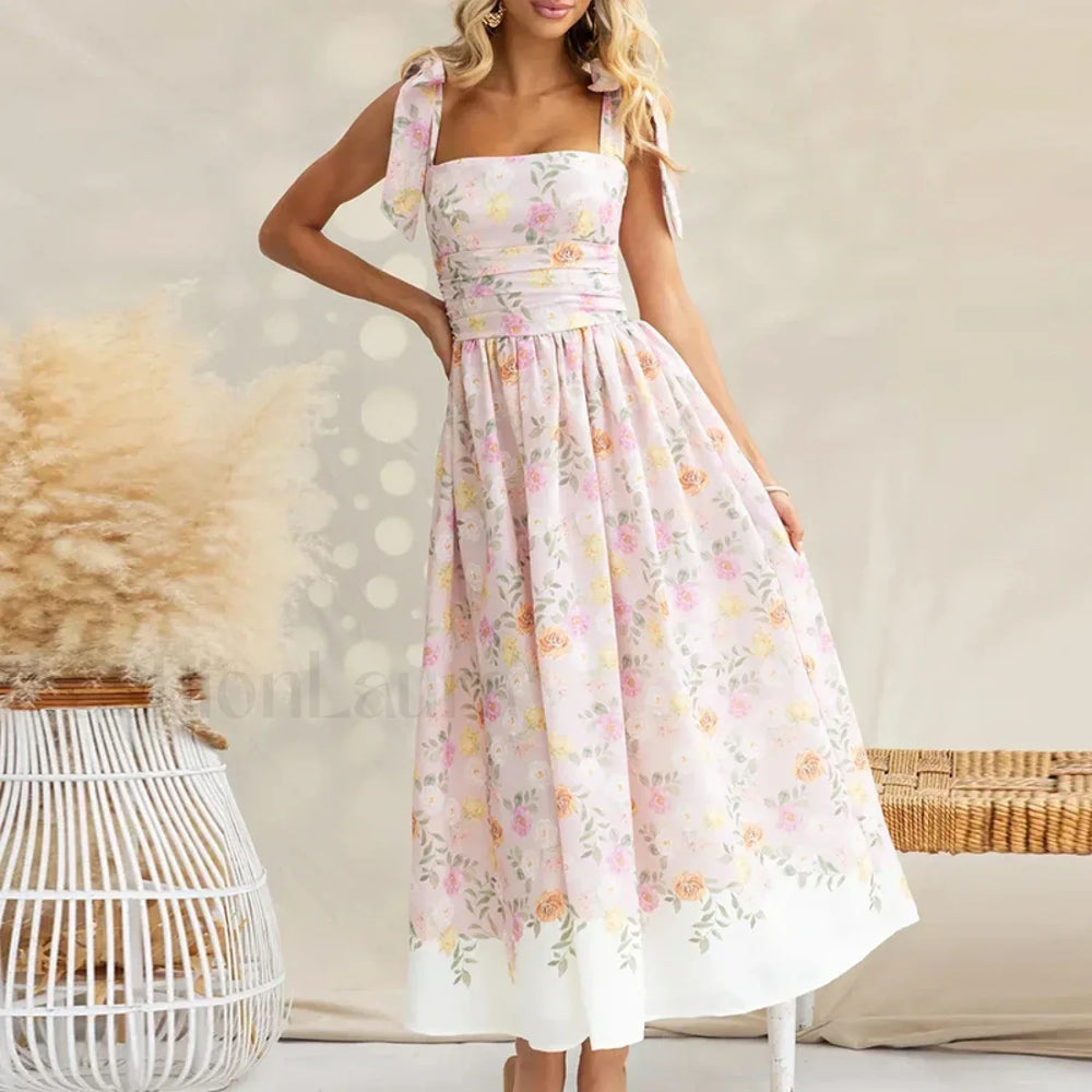 Off Shoulder Pleated Floral Dress