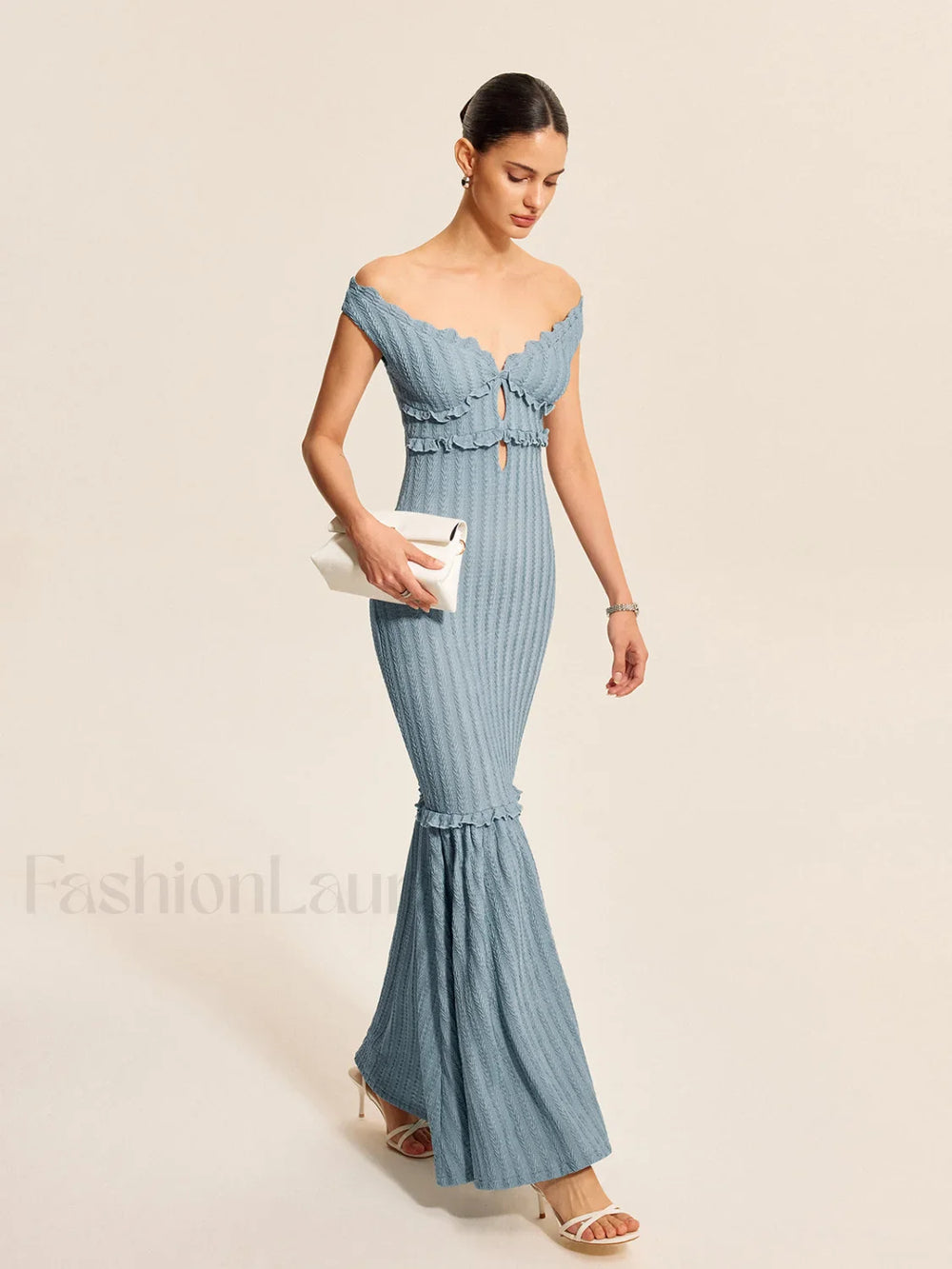 Off Shoulder Ruffle Detail Dress Dresses