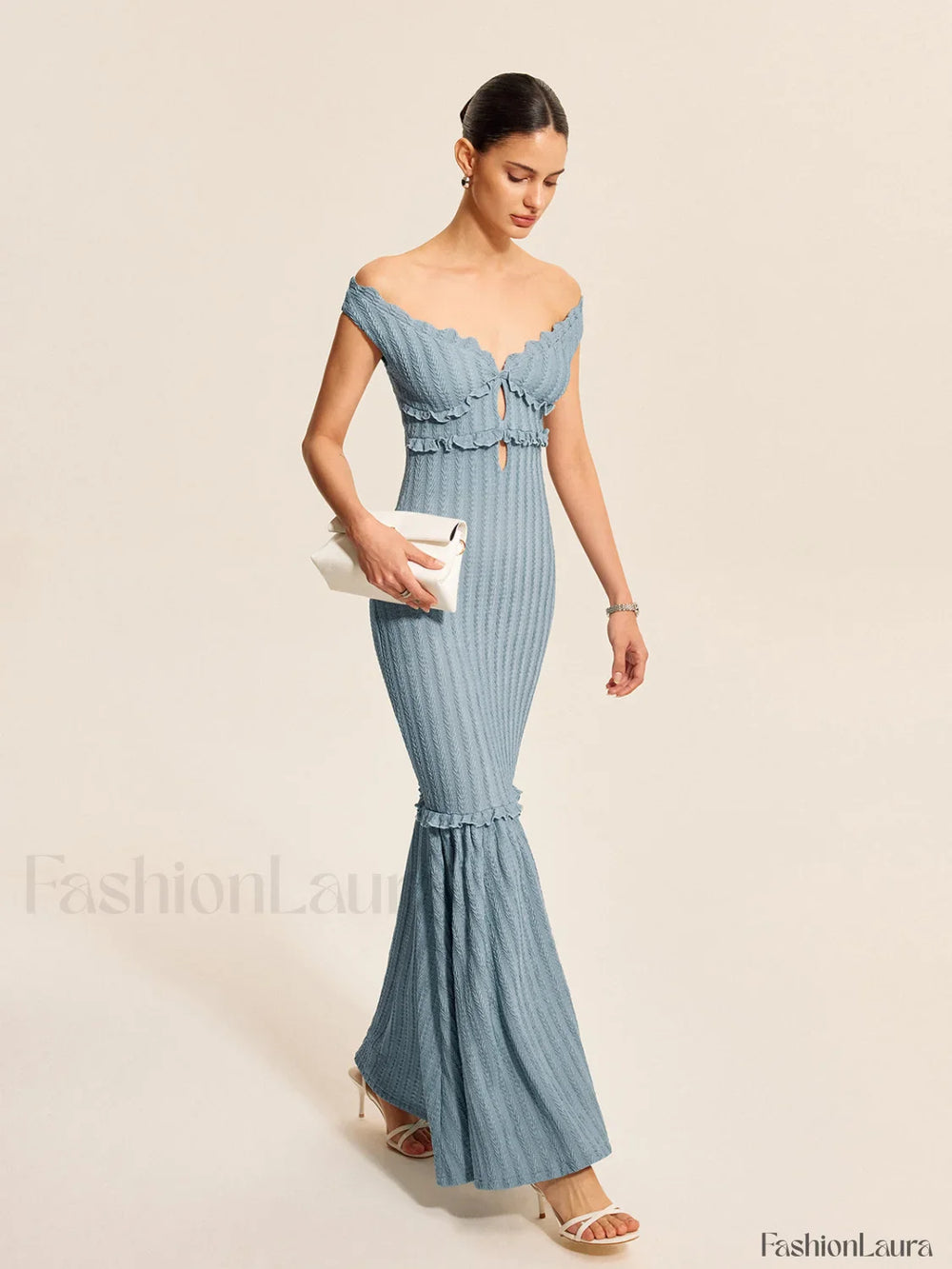 Off Shoulder Ruffle Detail Dress Dresses