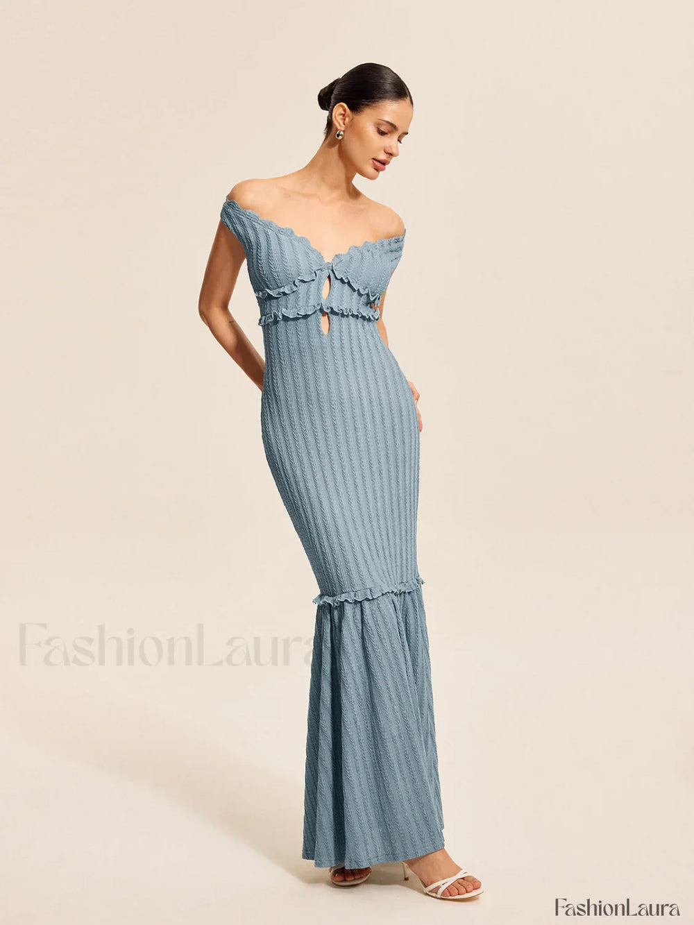 Off Shoulder Ruffle Detail Dress Dresses