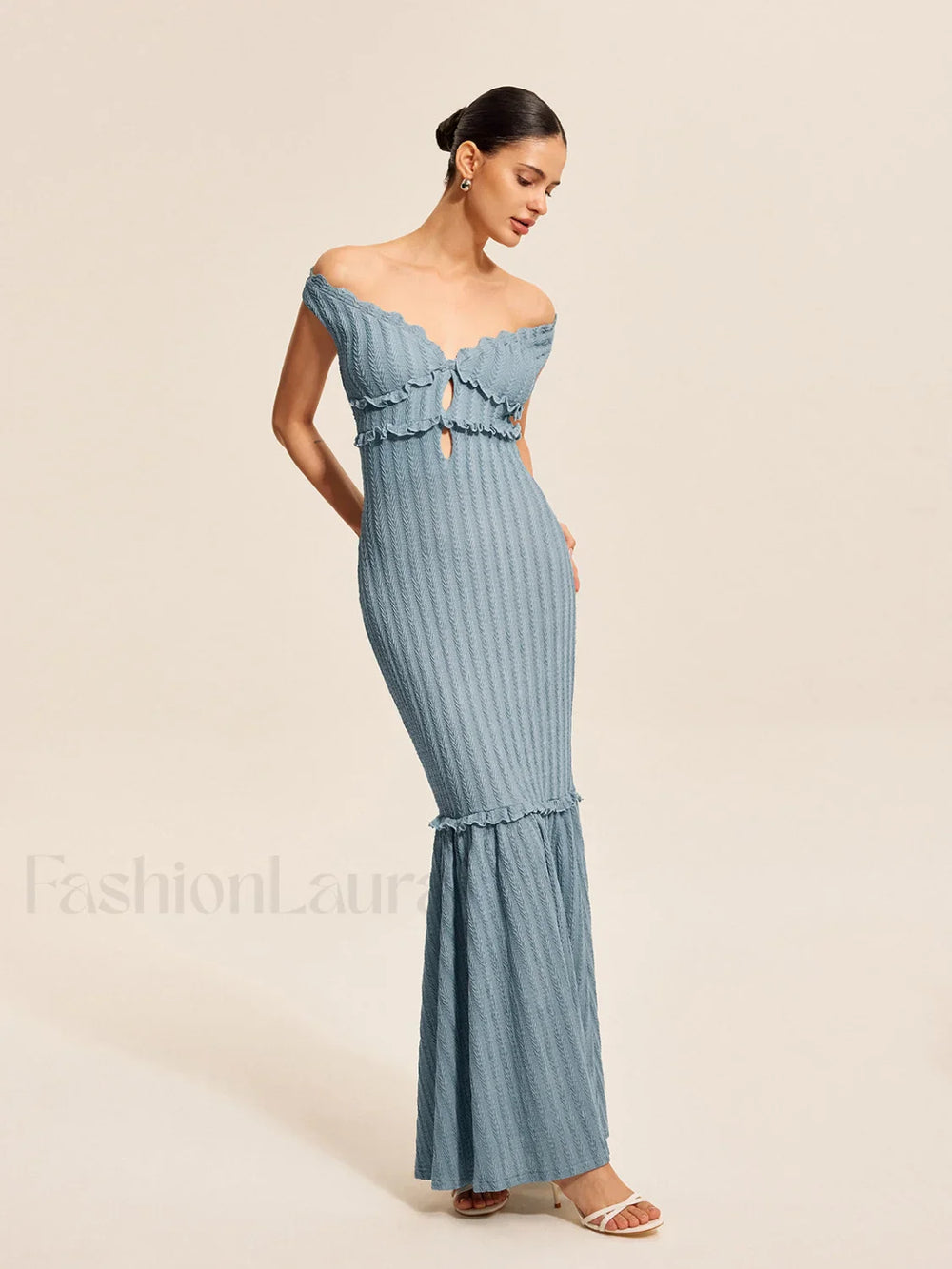 Off Shoulder Ruffle Detail Dress Dresses