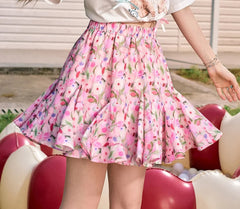 Oil Painting Floral High Waist Skirt