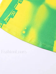 Ombre Pixel Print Crop Tank Top Tops&Tees