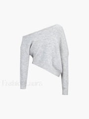 One Shoulder Asymmetric Sweater Sweaters