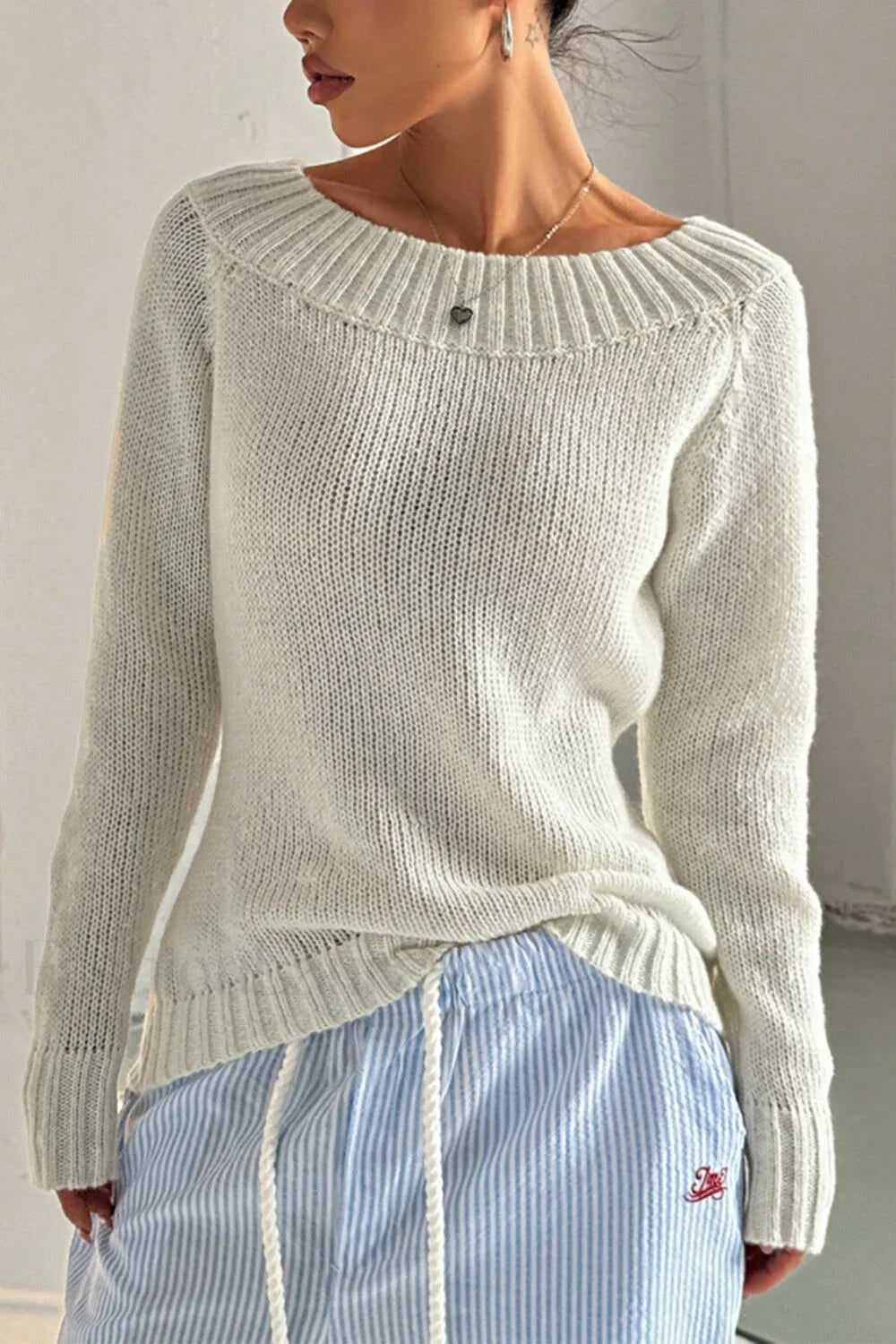 One Shoulder Knit Pullover Sweater