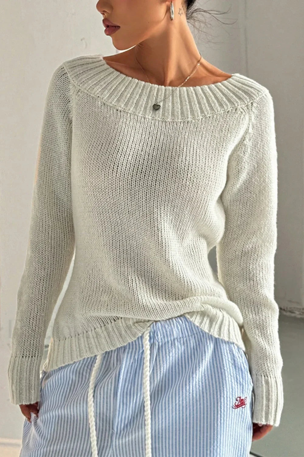 One Shoulder Knit Pullover Sweater