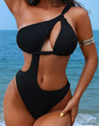 One Shoulder Push Up Backless One Piece Black / S