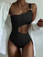 One Shoulder Trikini High Cut One Piece black / S
