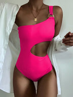One Shoulder Trikini High Cut One Piece Rose / S