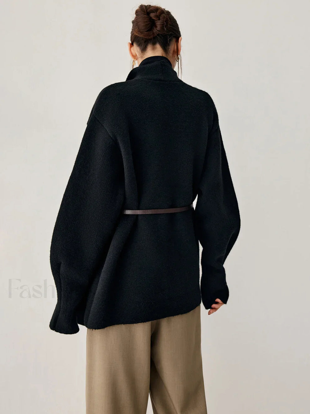 Open Collar Graceful Kimono Cardigan Sweaters L