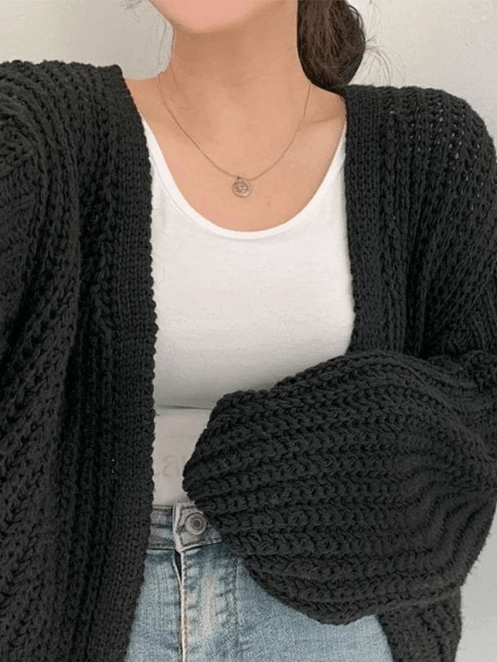 Open Front Long Sleeve Knit Cardigan Sweaters