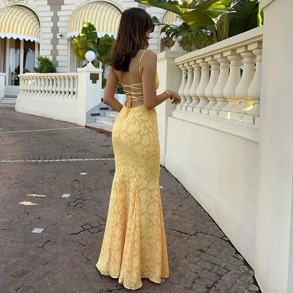 Orange Lace Up Maxi Dress