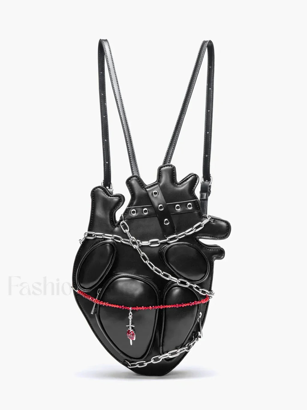 Original Metal Binding Shoulder Dark Sexy Style Heart Punk Chain Gothic Bag Black