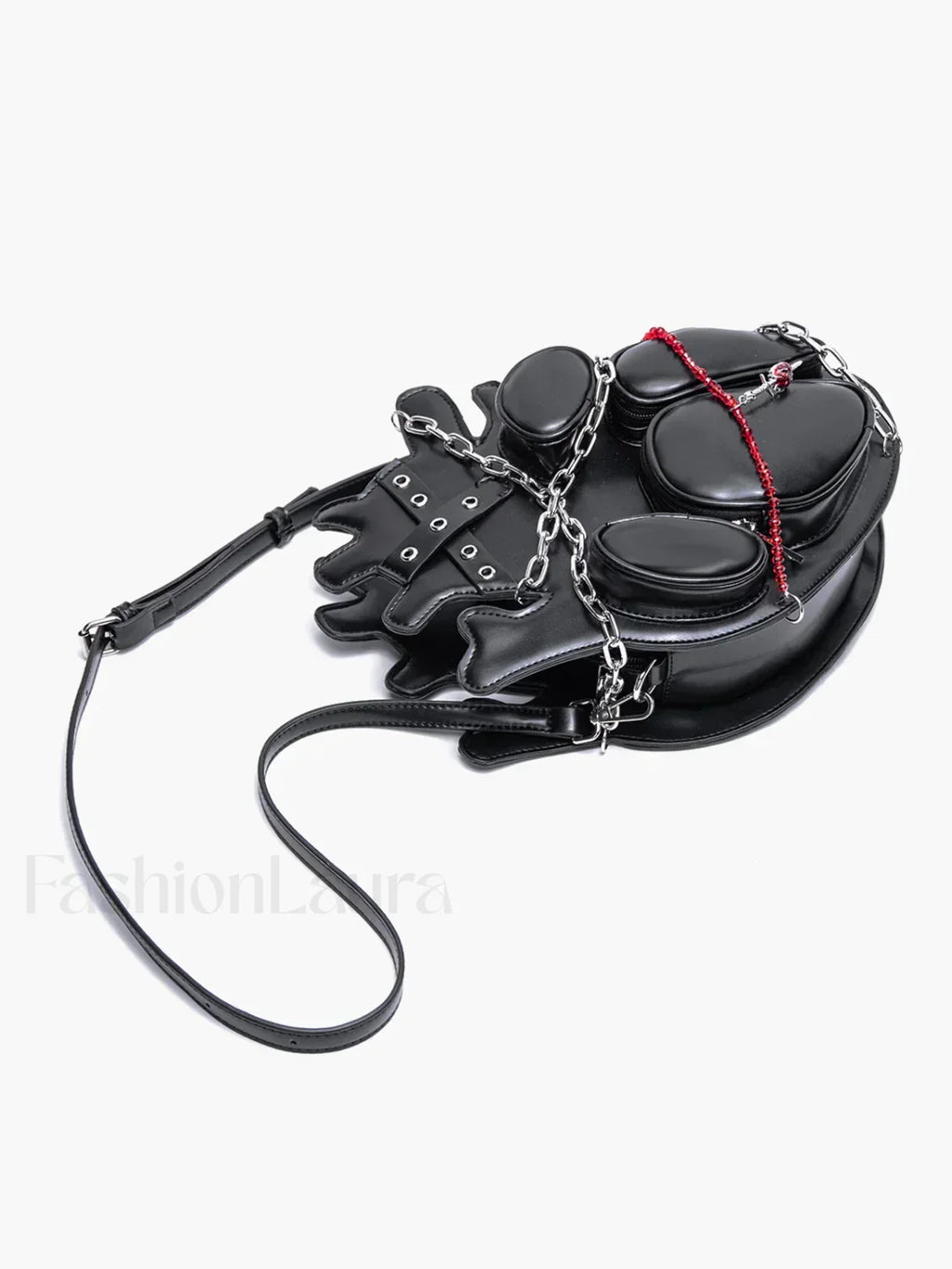 Original Metal Binding Shoulder Dark Sexy Style Heart Punk Chain Gothic Bag Black